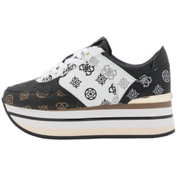 Guess Hindle 4g Peony Logo White Black Faux Leather Womens Platform Trainers - 7 UK 40 EU 9.5 US