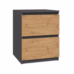 VENICE - Bedside table modern style - 40x40x52 - Bedside table 2 drawers - Bedroom furniture - Grey & Oak