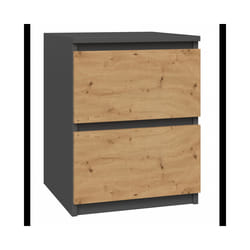 VENICE - Bedside table modern style - 40x40x52 - Bedside table 2 drawers - Bedroom furniture - Grey & Oak