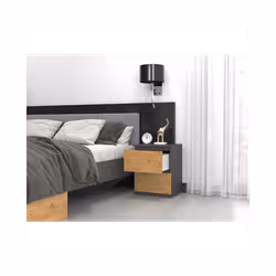 VENICE - Bedside table modern style - 40x40x52 - Bedside table 2 drawers - Bedroom furniture - Grey & Oak