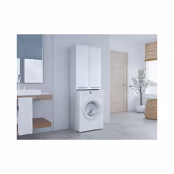 COMO - Modern style washing machine cabinet - 183x64x30 - 2 doors+4 shelves - White