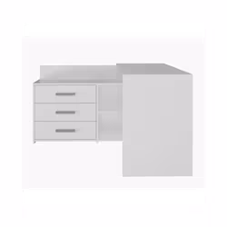 MOLINE - Corner desk with storage - 3 drawers + 2 shelves - 120x50x76 cm - Computer desk - White