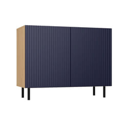 CAMI - 2-door glamour sideboard - 100x40x78 cm - 4 storage niches - Slatted doors - Blue