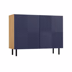 CAMI - 2-door glamour sideboard - 100x40x78 cm - 4 storage niches - Slatted fronts - Blue