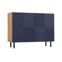CAMI - 2-door glamour sideboard - 100x40x78 cm - 4 storage niches - Slatted fronts - Blue