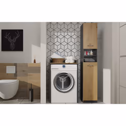 Storage unit for washing machine - 64x50x97.5 cm - Grey & Oak