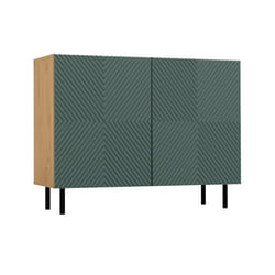 CAMI - 2-door glamour sideboard - 100x40x78 cm - 4 storage niches - Slatted fronts - Green