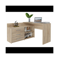 MOLINE - Corner desk with storage - 3 drawers + 2 shelves - 120x50x76 cm - Computer desk - Sonoma