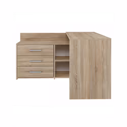 MOLINE - Corner desk with storage - 3 drawers + 2 shelves - 120x50x76 cm - Computer desk - Sonoma