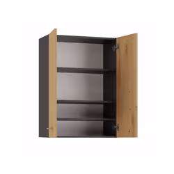 NELLIO - Wall mounted mirror cabinet - Bathroom wall cabinet - Dimensions 64x30x90 cm - Bathroom storage - Grey & Oak