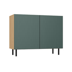 CAMI - 2-door glamour sideboard - 100x40x78 cm - 4 storage niches - Slatted doors - Green