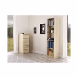 KAFFI - Scandinavian style bookcase - 50x30x181 - 5 shelves - Bookcase - Sonoma