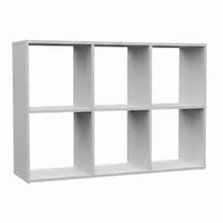 MARION - Modular shelf with 6 cubes - Bookcase with 6 compartments - 110x30x75 cm - Storage unit - White