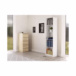 KAFFI - Scandinavian style bookcase - 50x30x181 - 5 shelves - Bookcase - White