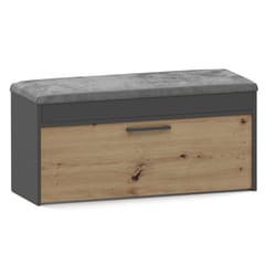 PARMI - Scandinavian style hallway shoe cabinet - 100x35x49 - Bench with storage space - Grey & Oak