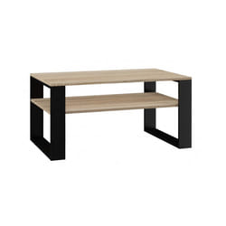 ASISA - Rectangular loft style coffee table - Dimensions 90x58x50 cm - Coffee table with shelf - Sonoma