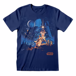 Star Wars 'A New Hope Vintage Poster' (Blue) T-Shirt - Medium