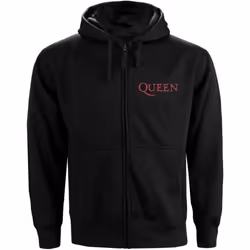 Queen 'Classic Crest' (Black) Zip Up Hoodie - Large