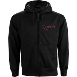 Queen 'Classic Crest' (Black) Zip Up Hoodie - Large