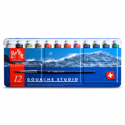 Caran D'Ache Paint Tubes Gouache Studio 12 Colors Pack of 1