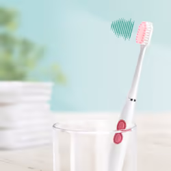 Sonic Sensitive Battery Powered Electric Toothbrush | Highly Portable | Provides Ultra Gentle and Deep Clean | x1 Brush, x2 Replacement Heads, x1