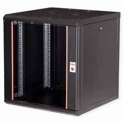 ROLINE 19-inch wall-mounted housing Pro 12 U, 600x600 WxD black, Wall mounted rack, 12U, Key lock, Rack rails, 28 kg, Black