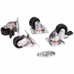 ROLINE Castors for server and network cabinets, 250 kg, Castor wheels, Black, Steel, Steel, 250 kg, 60 mm, 40 mm