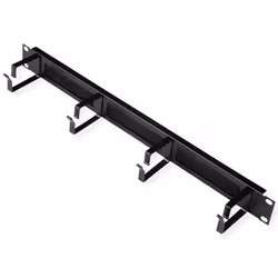 ROLINE 19-inch patch panel 1U, with brush strip 44x60mm black, Cable duct, Black, Steel, 1U, 485 mm, 80 mm