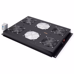 ROLINE 19-inch roof-mounted fan unit 4 fans, Thermostat black, Cooling fan, Black, Steel, 4 fan(s), 1U, Type F