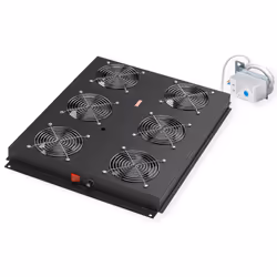 ROLINE 19-inch roof-mounted fan unit 6 fans, Thermostat black, Cooling fan, Black, Steel, 6 fan(s), 1U, Type F