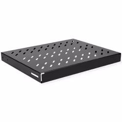 ROLINE 19-inch shelf 1 U, 350 T 50 kg black, Rack shelf, Black, Steel, 50 kg, 1U, 485 mm