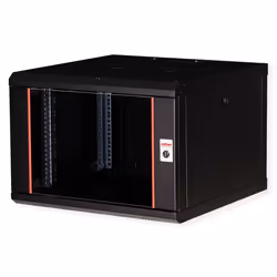 ROLINE 19-inch wall-mounted housing Pro 7 U, 600x600 WxD black, Wall mounted rack, 7U, Key lock, Rack rails, 18 kg, Black