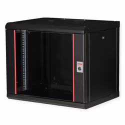 ROLINE 19-inch wall-mounted housing Pro 9 U, 450x600 WxD black, Wall mounted rack, 9U, Key lock, Rack rails, 17.6 kg, Black