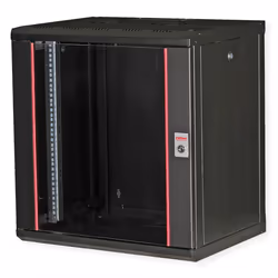 ROLINE 19-inch wall-mounted housing Pro 12 U, 600x450 WxD black, Wall mounted rack, 12U, Key lock, Rack rails, 22.5 kg, Black
