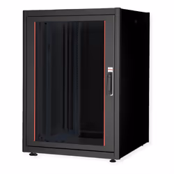 ROLINE 19-inch network cabinet Basic 22 U, 800x800 WxD glass door black, Freestanding rack, 22U, 600 kg, Rack rails, Adjustab ...