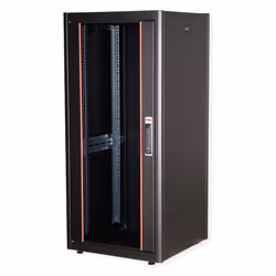 ROLINE 19-inch network cabinet Basic 26 U, 600x600 WxD glass door black, Freestanding rack, 26U, 600 kg, Rack rails, Adjustab ...