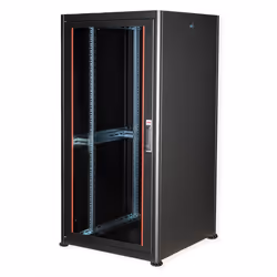 ROLINE 19-inch network cabinet Basic 32 U, 800x800 WxD Glass door black, Freestanding rack, 32U, 600 kg, Rack rails, Adjustab ...