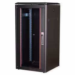 ROLINE 19-inch Network Cabinet Pro 22 U, 600x600 WxD glass door black, Freestanding rack, 22U, 600 kg, Rack rails, Adjustable ...