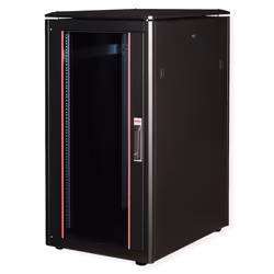 ROLINE 19-inch network cabinet Pro 22 U, 600x800 WxD glass door black, Freestanding rack, 22U, 600 kg, Rack rails, Adjustable ...