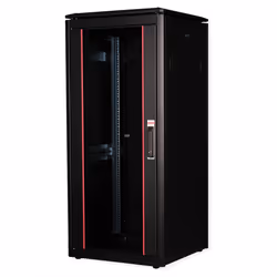 ROLINE 19-inch Network Cabinet Pro 26 U, 600x600 WxD Glass door black, Freestanding rack, 26U, 600 kg, Rack rails, Adjustable ...