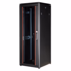 ROLINE 19-inch Network Cabinet Pro 32 U, 600x600 WxD Glass door black, Freestanding rack, 32U, 600 kg, Rack rails, Adjustable ...