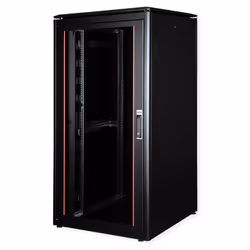 ROLINE 19-inch network cabinet Pro 32 U, 800x800 WxD glass door black, Freestanding rack, 32U, 600 kg, Rack rails, Adjustable ...