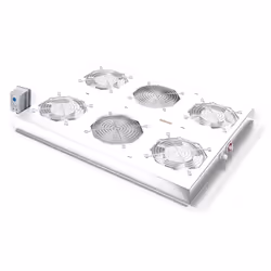ROLINE 19-inch roof-mounted fan unit 4 fans, Thermostat grey, Cooling fan, Grey, Steel, 4 fan(s), Type F, 48.3 cm (19")