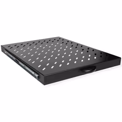 ROLINE 19-inch shelf 1 U, extendable 550 T 25 kg black, Shelf, Black, Steel, 25 kg, 1U, 485 mm