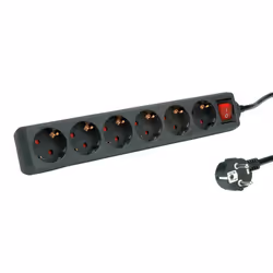 ROLINE 19.07.1074, 1.5 m, Indoor, Plastic, Black, 6 AC outlet(s), 250 V