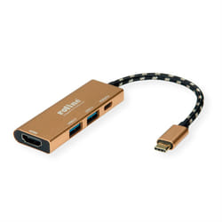 ROLINE 12.02.1119 laptop dock/port replicator Wired USB 3.2 Gen 2 (3.1 Gen 2) Type-C Gold