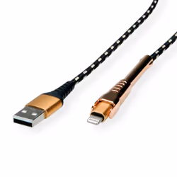 ROLINE 11.02.8923, 1 m, Lightning, USB A, Male, Male, Black, Gold