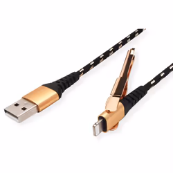 ROLINE 11.02.8923 lightning cable 1 m Black, Gold