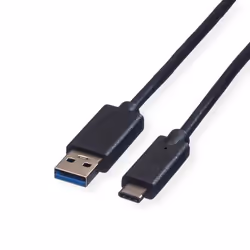 Secomp 11.44.9011, 1 m, USB A, USB C, USB 3.2 Gen 1 (3.1 Gen 1), 5 Gbit/s, Black