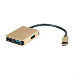 ROLINE 12.02.1120 laptop dock/port replicator Wired USB 3.2 Gen 1 (3.1 Gen 1) Type-C Gold